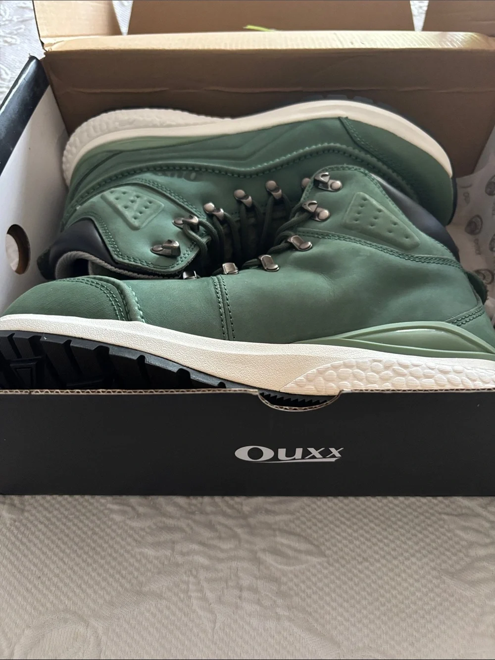 Ouxx Men's Forest Green Leather Hiking Boots